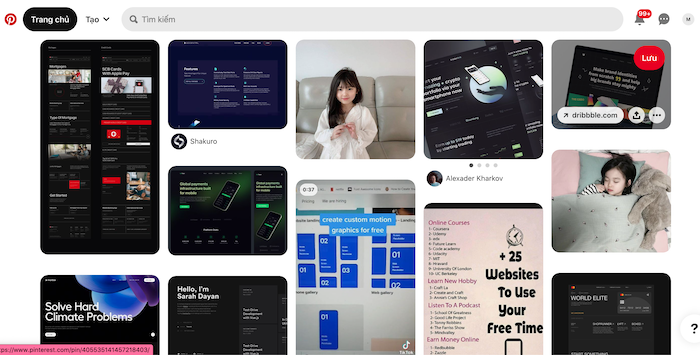 Trang web Pinterest