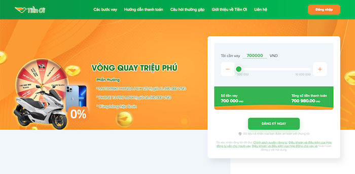 Web vay tiền online nhanh nhất Tiền Ơi
