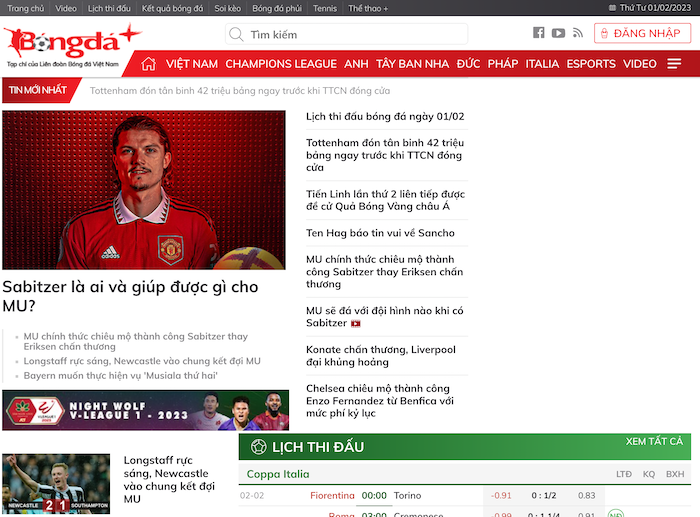 Web xem bóng đá bongdaplus.vn