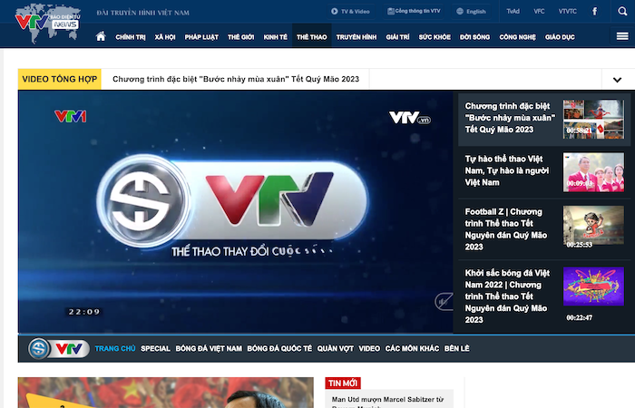 Trang web xem bóng đá VTV.vn