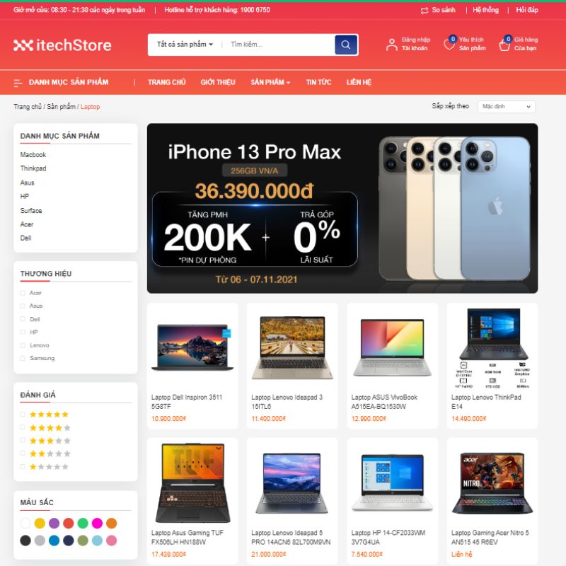 Mẫu website itechstore