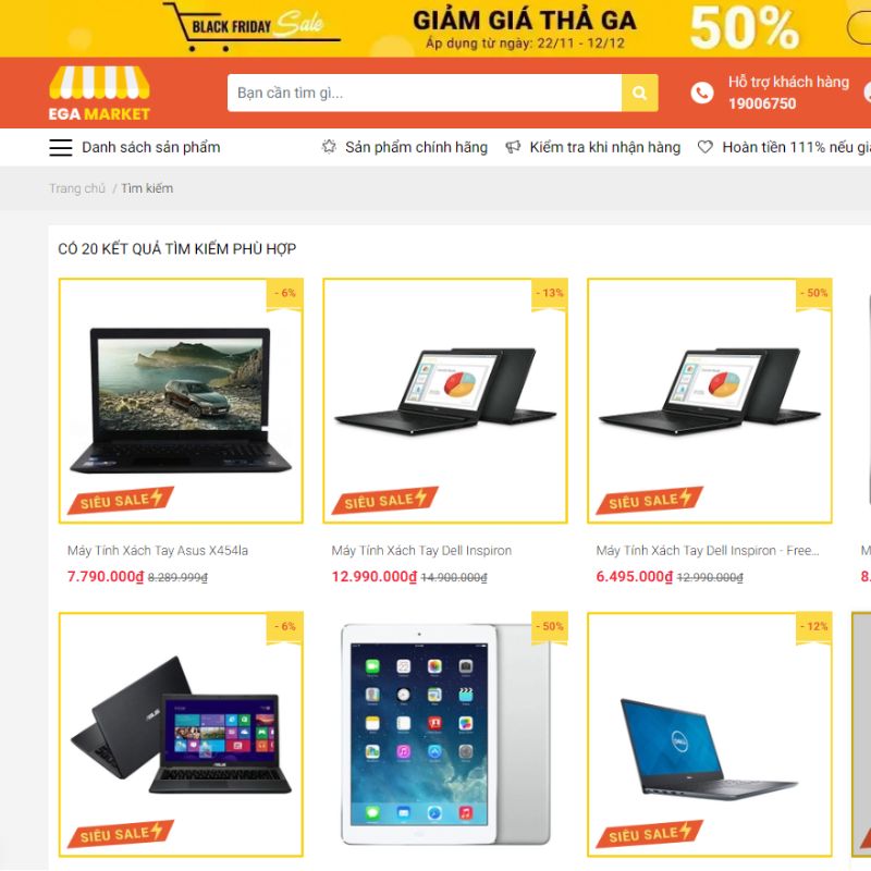 Website máy tính Ega Market