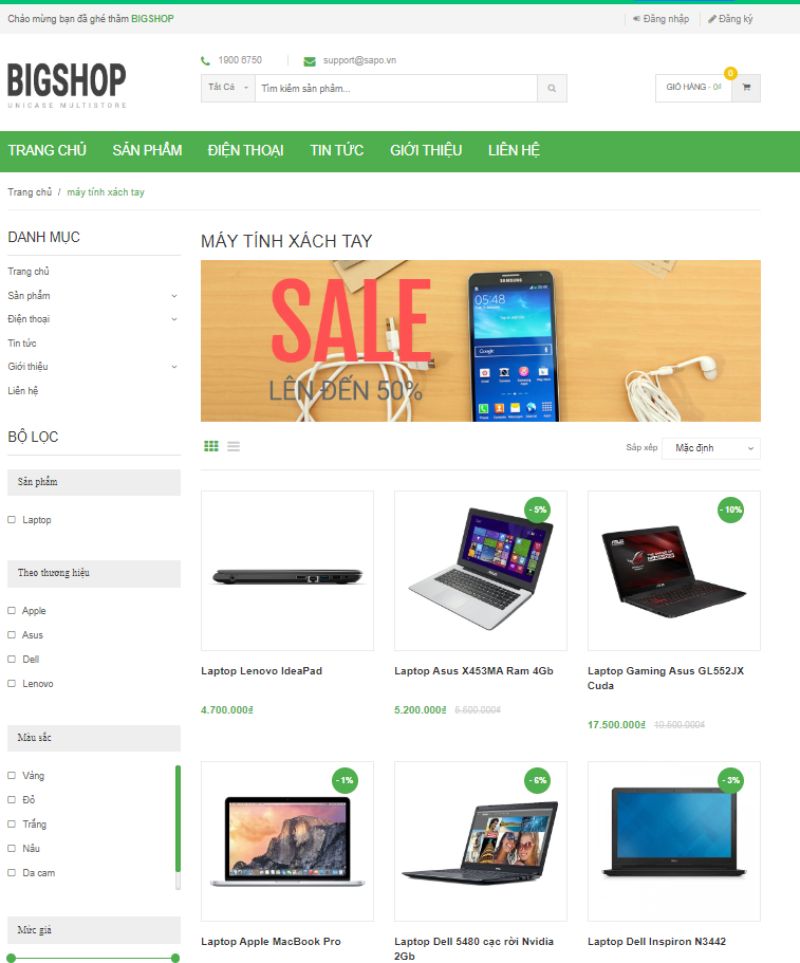 Website công nghệ BigShop
