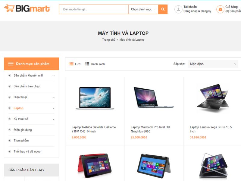 Website công nghệ BIGMart