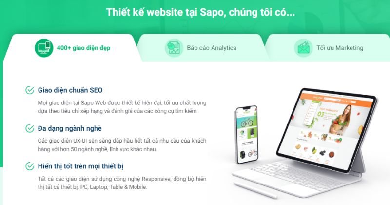 Thiết kế website chuẩn SEO với Sapo Web