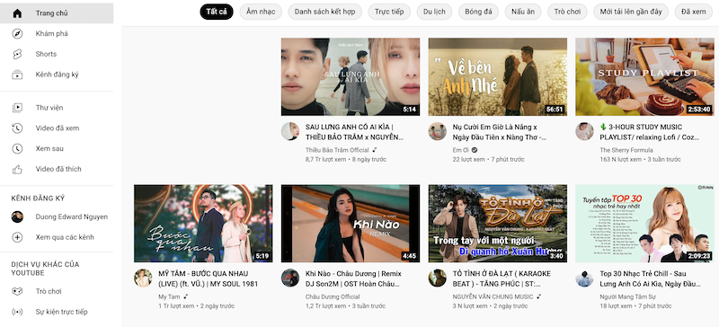 Website nghe nhạc YouTube
