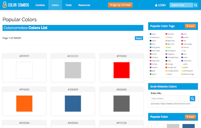 Trang web phối màu Colour Combination