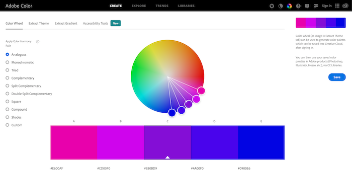 Website phối màu Adobe