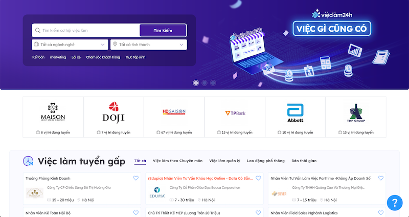 Website tuyển dụng vieclam24h.vn
