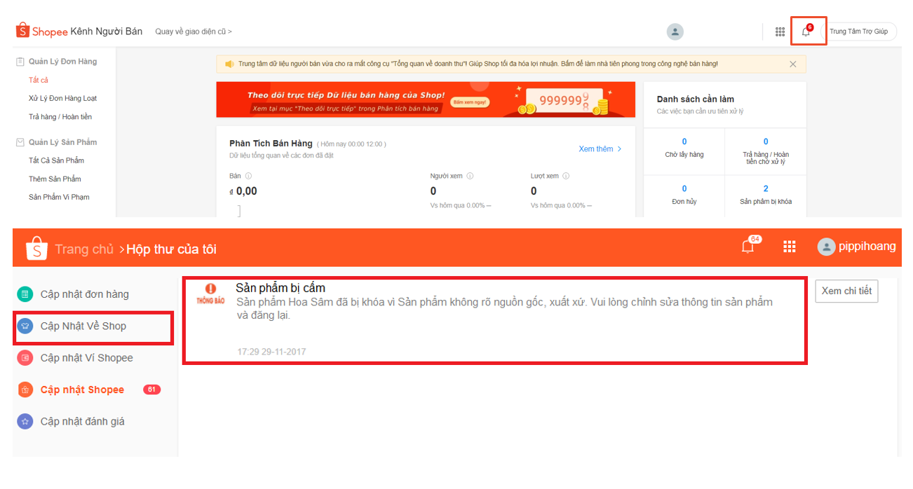 xóa sản phẩm đã đăng trên shopee