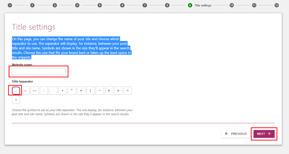 Cài đặt Title Settings