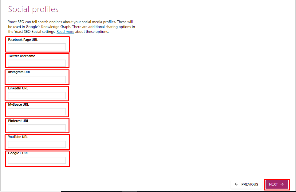 Cài đặt Social Profiles